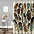 thumbnail image 2 of JRXY Feathers Vaned Types and Natal Contour Flight Bird Feathers and Animal Skin Element Print Shower Curtain Multiple Sizes White, 2 of 7