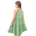 thumbnail image 3 of Mlqidk Dress for Girls Size 10-12 Crew Neck Sleeveless Ruffle Preppy Dresses Summer Girls Trendy A-Line Flowy Beach Solid color Midi Dress Mint Green 7-8 Years, 3 of 4
