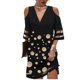 thumbnail image 4 of Moda mujer Casual Sexy cuello en V estampado verano 3/4 manga Mini vestido Fridja  yut3617, 4 of 8