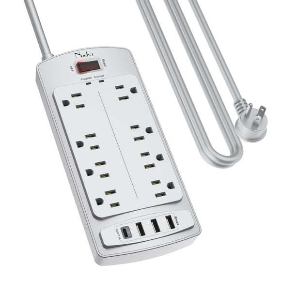 Protector contra sobretensiones Nuetsa Power Strip con 8 enchufes y 4 puertos USB