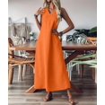 thumbnail image 5 of Summer Dresses for Women Cotton Linen Maxi Dress Casual Sleeveless Solid Long Sundress Orange M, 5 of 7
