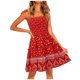 thumbnail image 1 of Mini vestido de verano para mujer con estampado floral bohemio y tirantes finos con cuello cuadrado y volantes Fridja  bnh796, 1 of 6