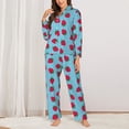 thumbnail image 2 of Fotbe Strawberries Pattern Long Sleeve Pajama Set for Women,Sleepwear Set,2-piece Loungewear Set,Soft PJs Comfy Nightwear with Pockets -Large, 2 of 7