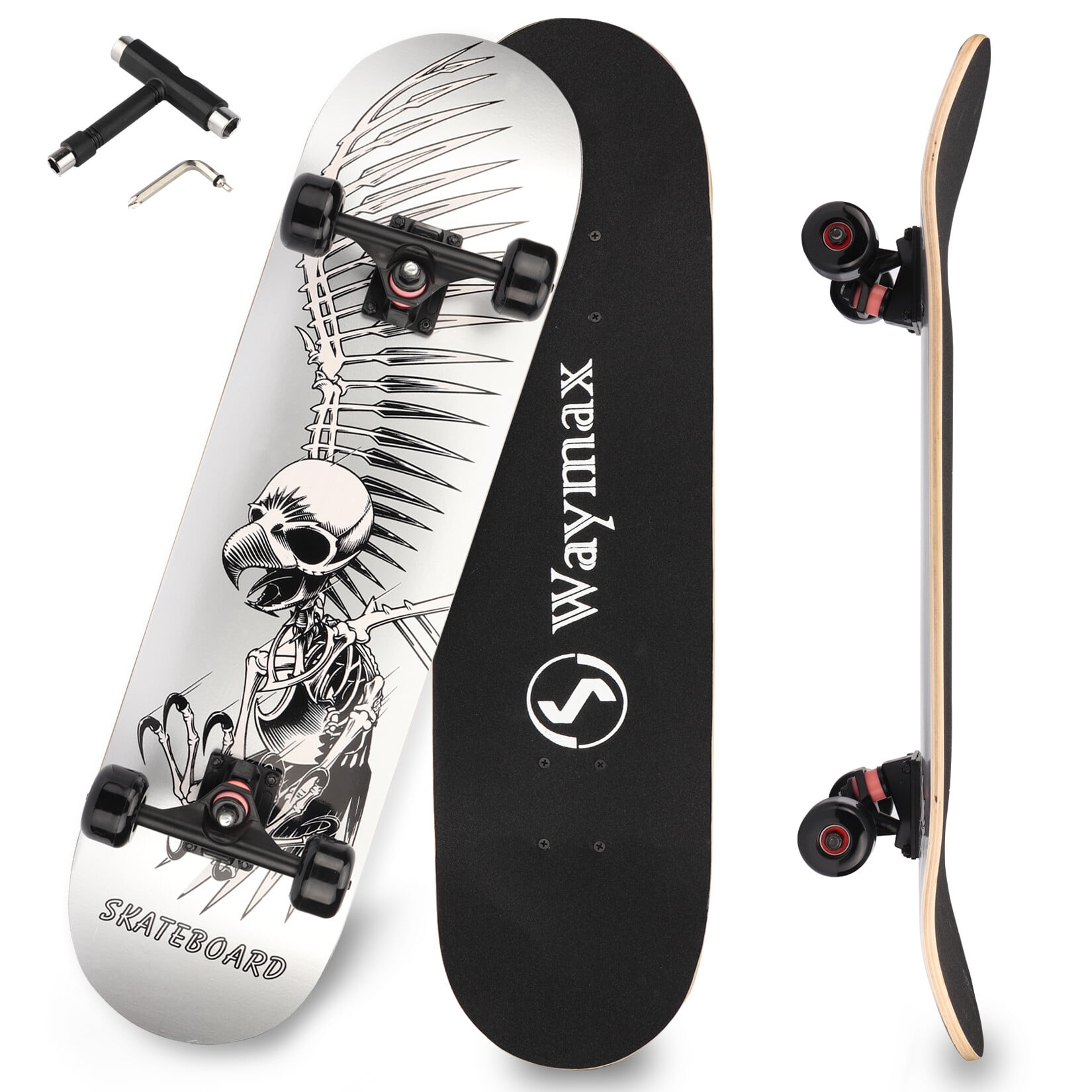 8" x 31" Skateboard Complete Skate Deck Cruiser 7 Layer Maple Wood for Beginners 
