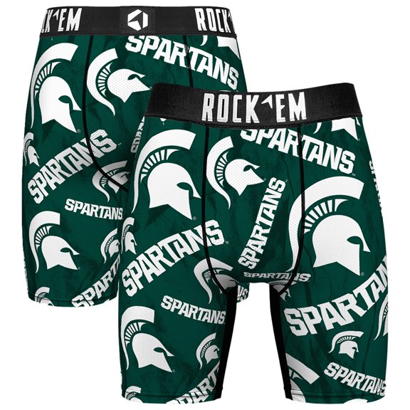 Men's Rock Em Socks Green Michigan State Spartans All Over Logo Boxer Briefs