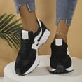 thumbnail image 2 of Rokment Women's Orthopedic Platform Running Walking Shoes Comfortable Vintage Casual Color Block Suede Flatform Mid Heel Tennis Skate Fashion Sneakers Spring Fall Black Size 6.5, 2 of 6