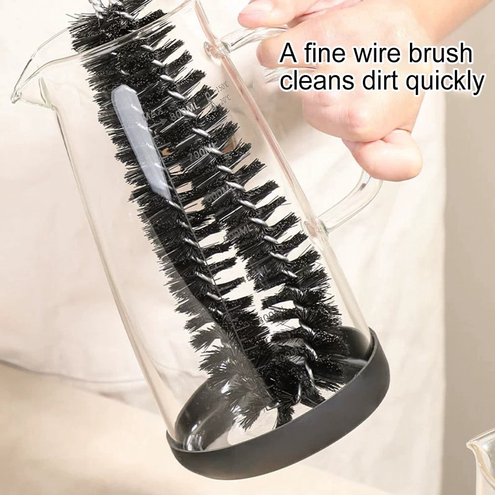 Simple Handle Cup Brush Long Soft Bristle Cleaning Tool for Bottles Tires Wheels Kitchen Automotive 36cm Black 2 Pack
