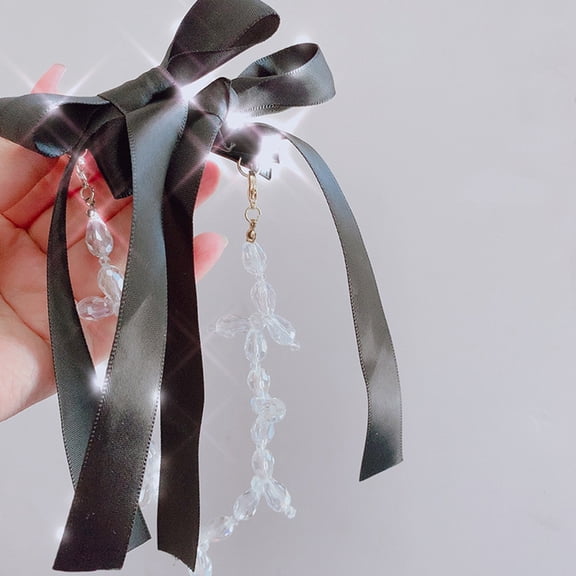 MERRYHAPY Black Large Hair Bow Barrette Clip with Chain for Engagement and Bridal Showers