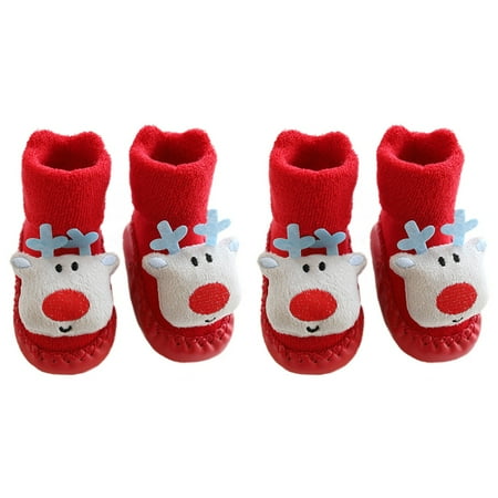 

TOYMYTOY 2 Pairs of Christmas Children Socks Warm Footwear Slide-proof Floor Socks for Kid