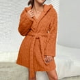 thumbnail image 2 of Horkkom House Robes for Women Fleece Fuzzy Short Bathrobe Soft Comfy Shower Robe with Hood Strap L, 2 of 7