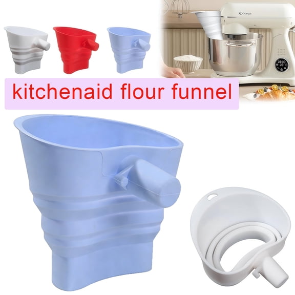 Flour Funnel for Kitchenaid Stand Mixer,Foldable Silicone Flour Funnel,Non-Stick,Heat-Resistant,Dishwasher Safe,Ideal for Effortless Ingredient Pouring and Mess-Free Baking