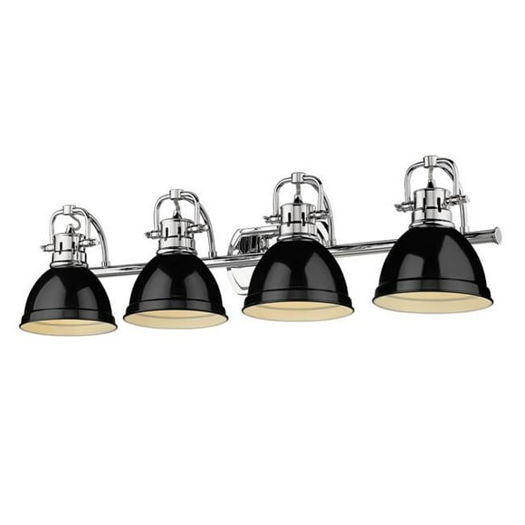 Duncan CH 4 Light Bath Vanity, Chrome with Black Shades