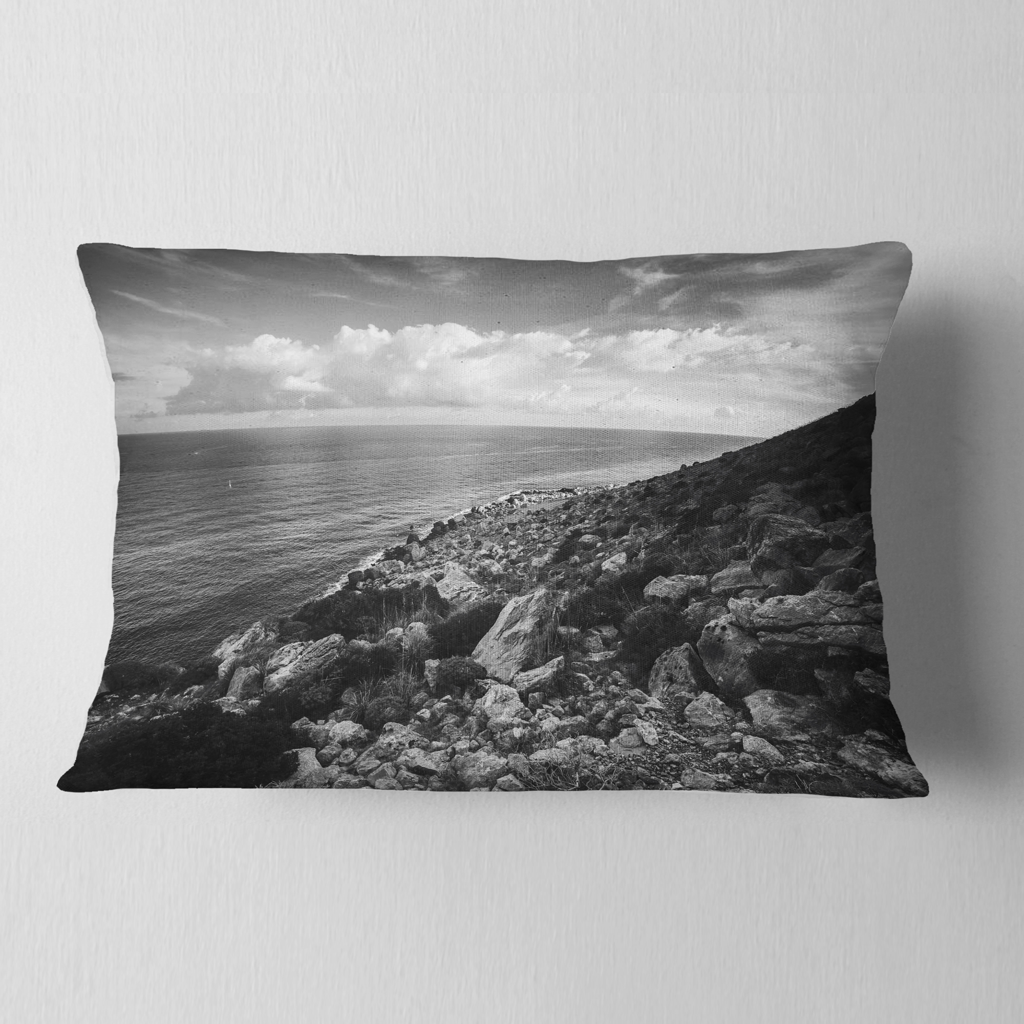 Designart 12" x 20" Blue Polyester Throw Pillow