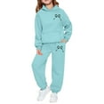 thumbnail image 2 of Boy's Girl's Trendy Dance Sweatsuits 2 Piece Kids Sports Hoodie Sweatshirts and Jogger Trackpants Running Exercise Set,Light Blue 6-7 Years, 2 of 4