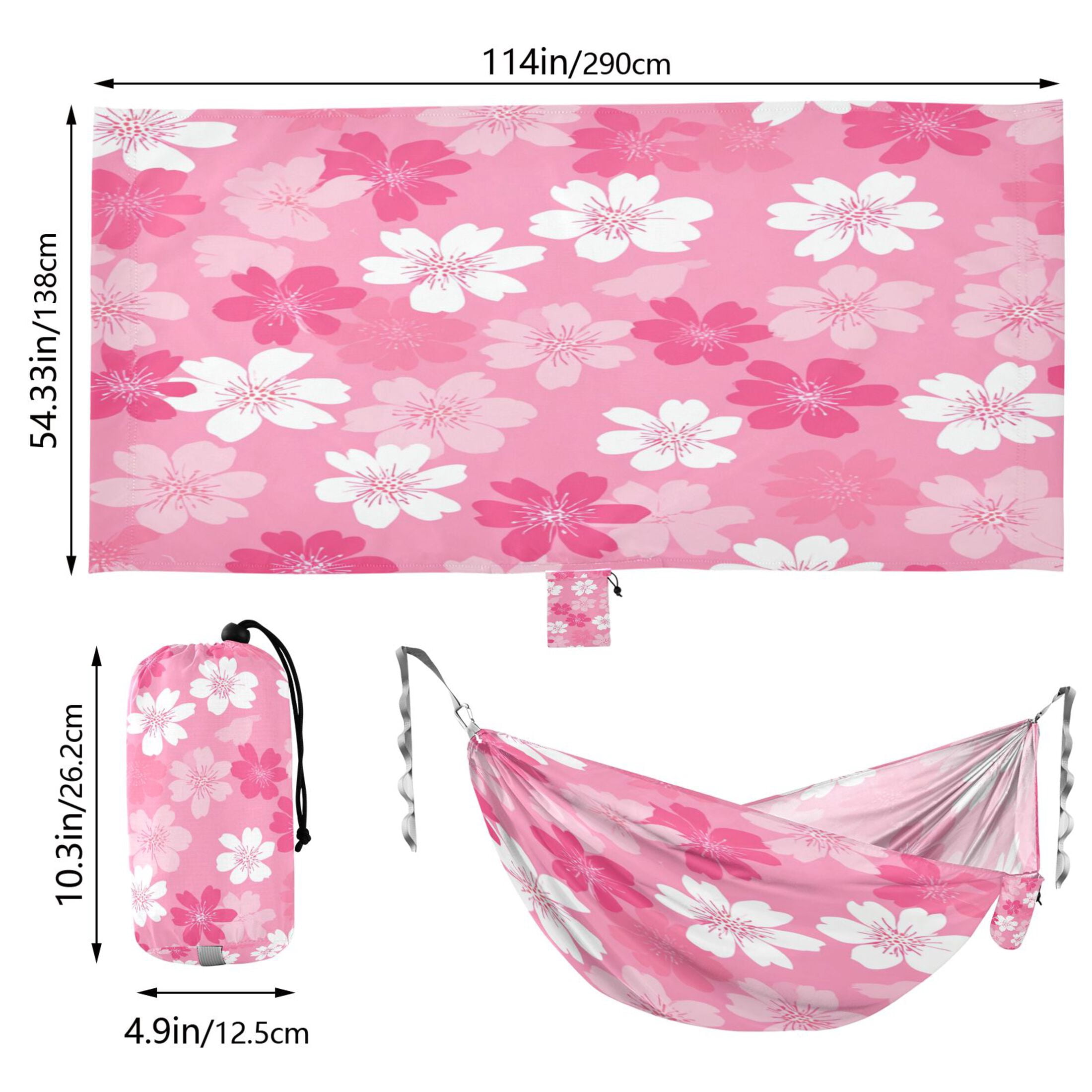 Hammock Camping Hammock Nylon Portable Hammock Travel Camping Hammock Pink Flower Seamless Print
