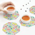 thumbnail image 3 of KLL Drink Coasters Set Octagon of 4,PU Leather Absorbent Coasters Set Decorative Coffee Cup Coasters Housewarming Gift for Home Decor-Bright Peach, 3 of 5