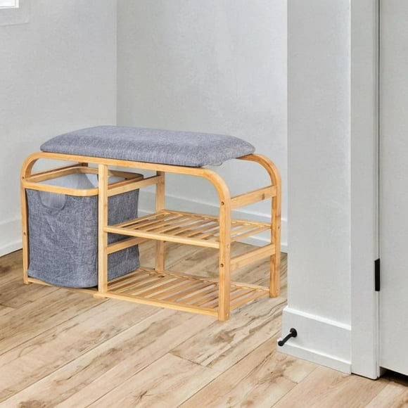 Elodie Shoe Bench Entryway Bench with Padded Cushion Shoe Rack Organizer Wood Bench Home Decor Storage Bench for Front Door Entrance