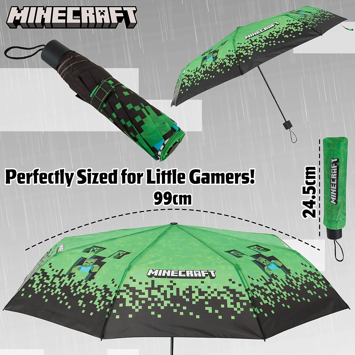 Folding Umbrellas for Boys Girls  Compact Windproof Travel  for Teens Gamers