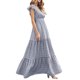 thumbnail image 3 of VISgogo Vestido largo de playa de verano para mujer, manga con volantes, cuello en V, bohemio, floral, línea A VISgogo  moda, 3 of 7