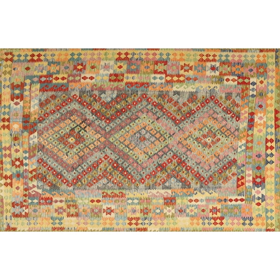 Ahgly Company Indoor Rectangle Contemporary Brownish Green Southwestern Area Rugs, 7' x 10'