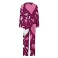 thumbnail image 4 of Sleepwear for Women Plus Size Hearts Print Breathable Pajama Sets with Pants Casual Crew Neck Long Sleeve Sleepwear Summer Pjs for Women, 4 of 6