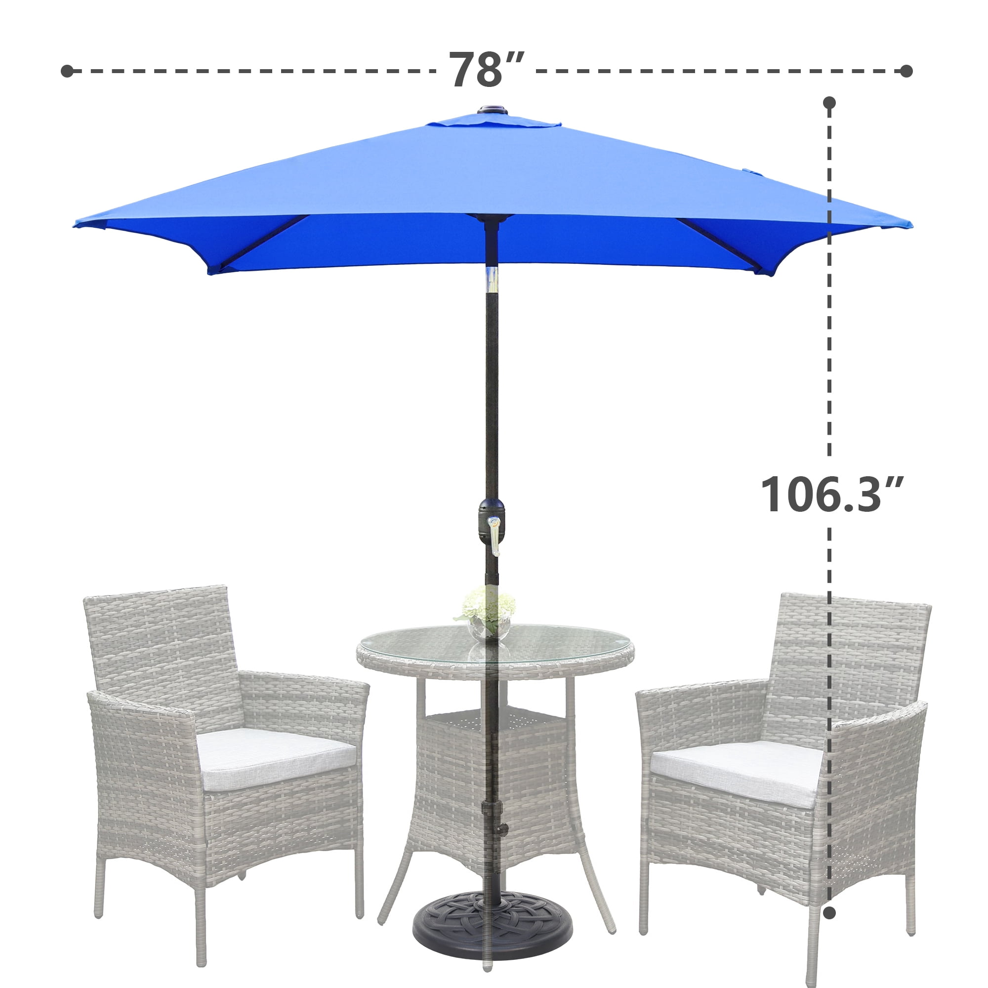 Abble 6.5FT Square Outdoor Patio Umbrella with Push Button Tilt and Crank Handle, Market Umbrella for Garden Deck Backyard Pool, Royal Blue