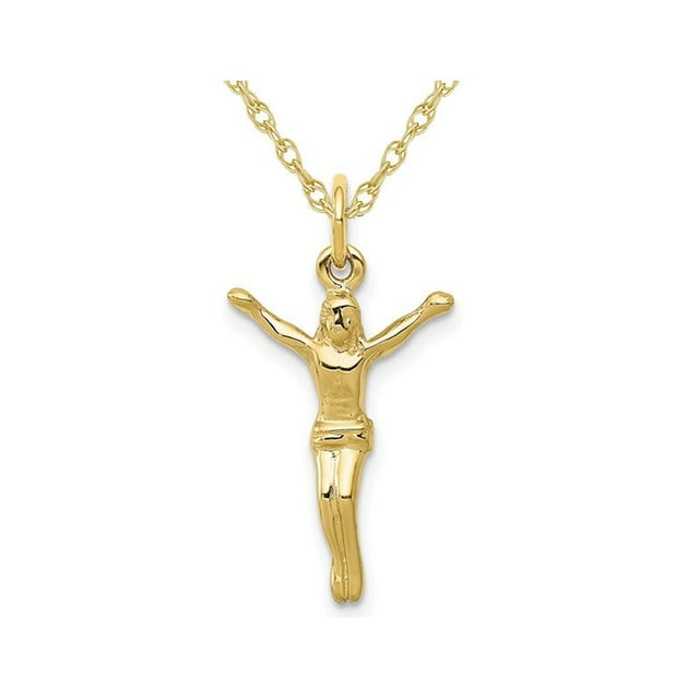Collier Pendentif Crucifix en Or Jaune 10K avec Chaîne