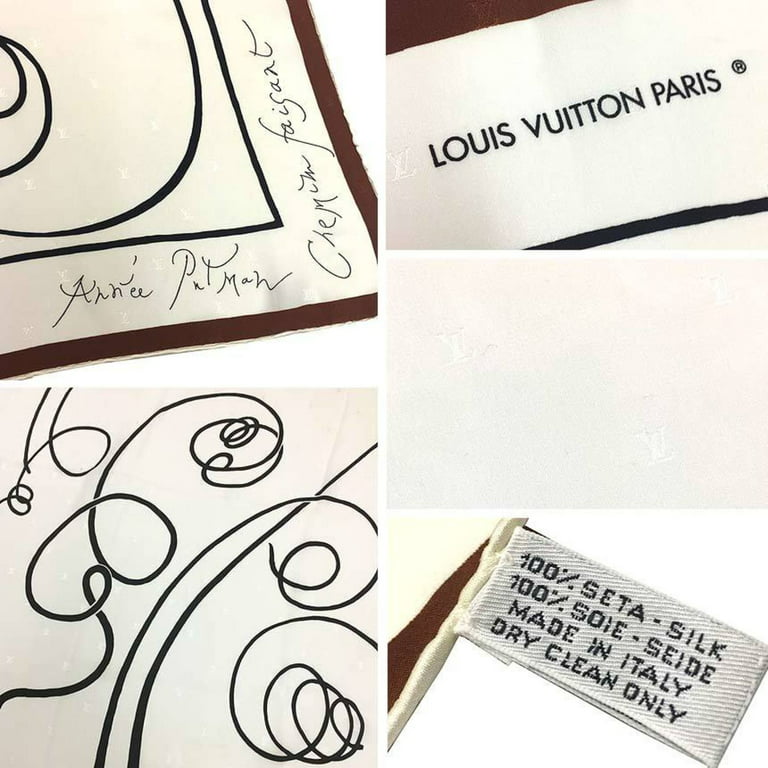 Authenticated Used LOUIS VUITTON Louis Vuitton scarf muffler black and  white Chemin Faisant ANDREE PUTMAN silk 100% 