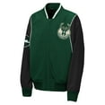 thumbnail image 2 of Youth Outerstuff Hunter Green/Black Milwaukee Bucks Two-Pointer Full-Zip Windbreaker, 2 of 3
