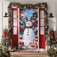 thumbnail image 2 of Christmas Door Cover With Snowman Design Elastic Stretchy Fabric For Front Door Holiday Decor(White-90x180cm), 2 of 4