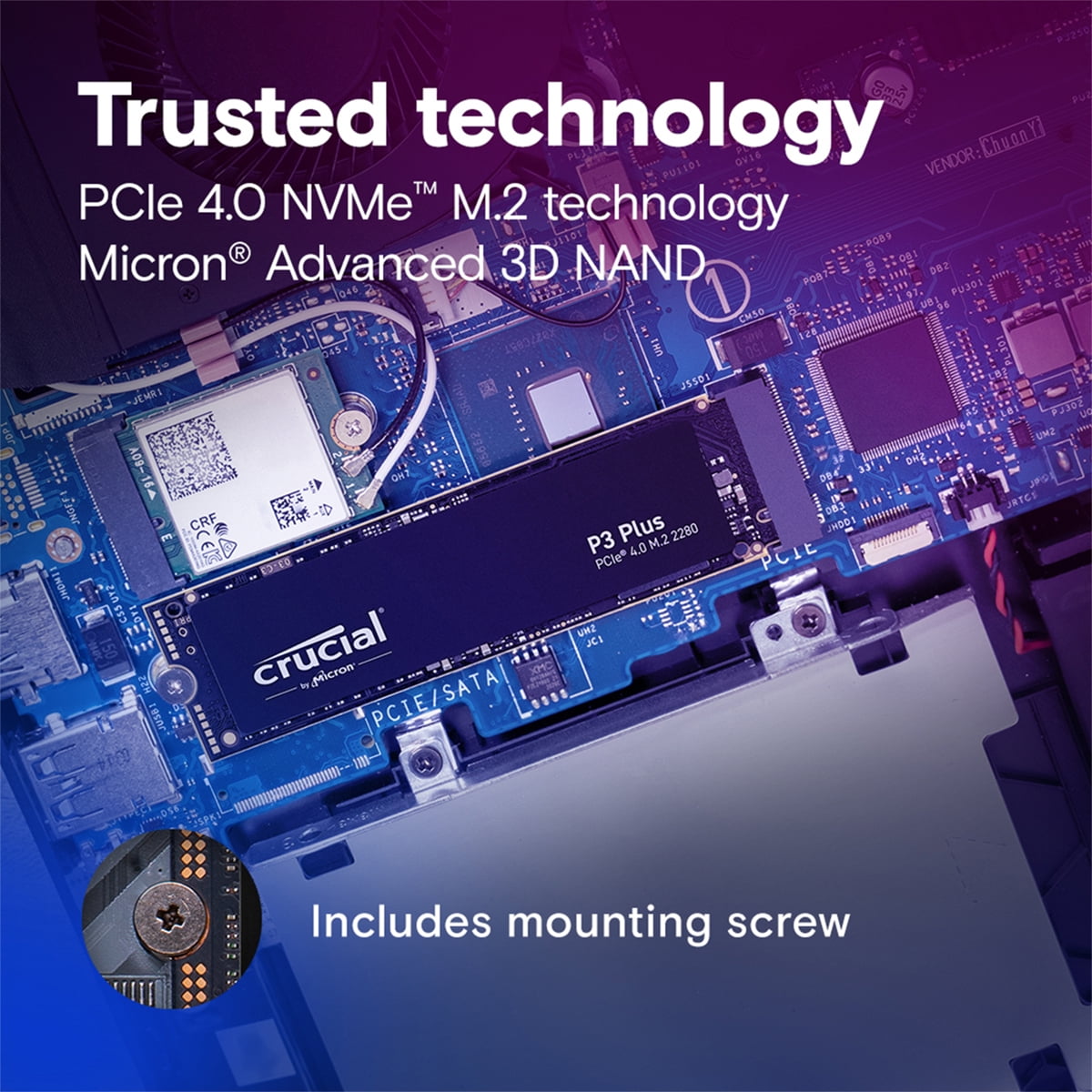 新品 Crucial P3 Plus NVMe M.2 SSD 1TB Crucial P3 Plus M.2 NVMe PCIe 4.0 SSD, 1TB Storage, 5000MB/s