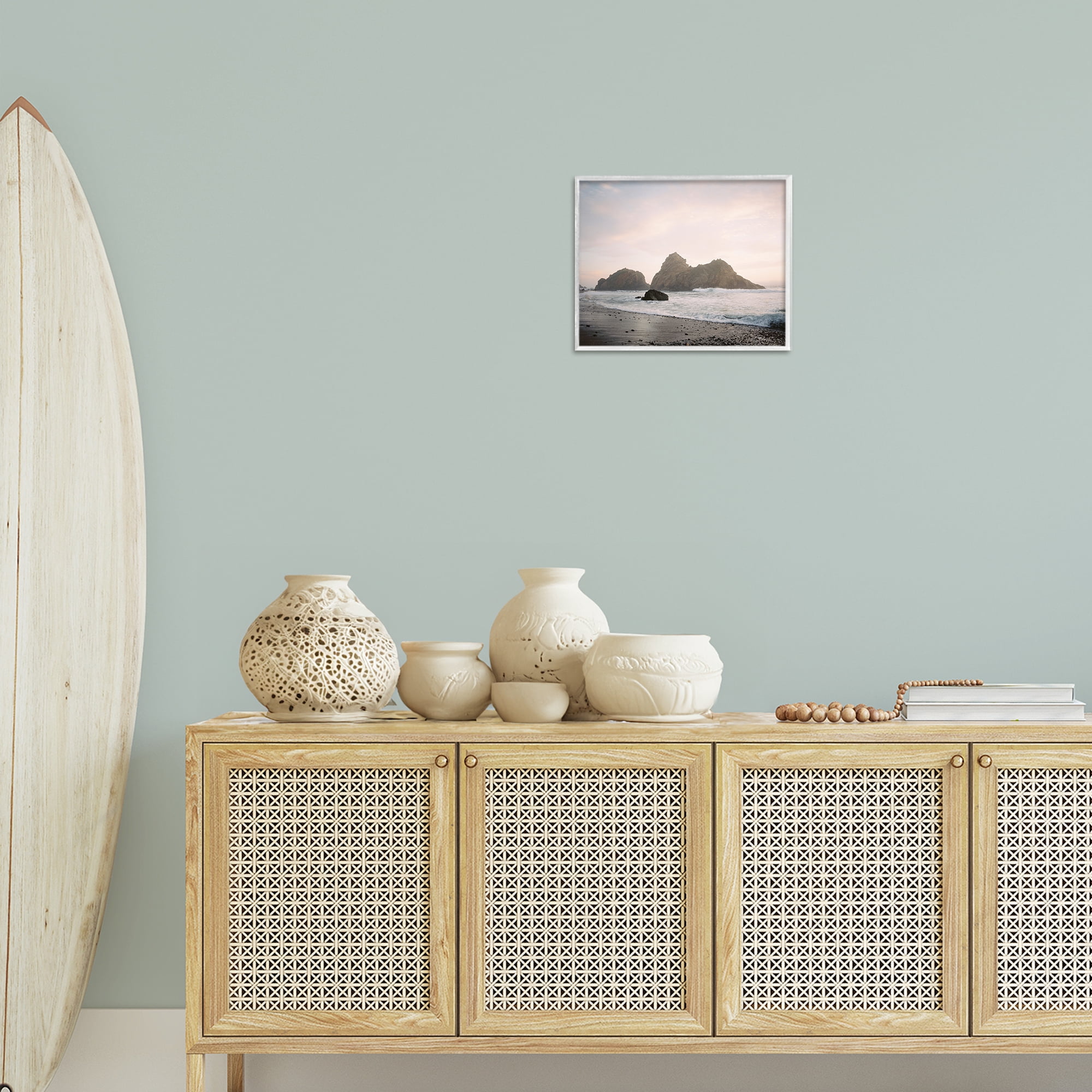 Stupell Industries Seaside Cliffs Landscape Landscape Photography White Framed Art Print Wall Art, 14 x 11