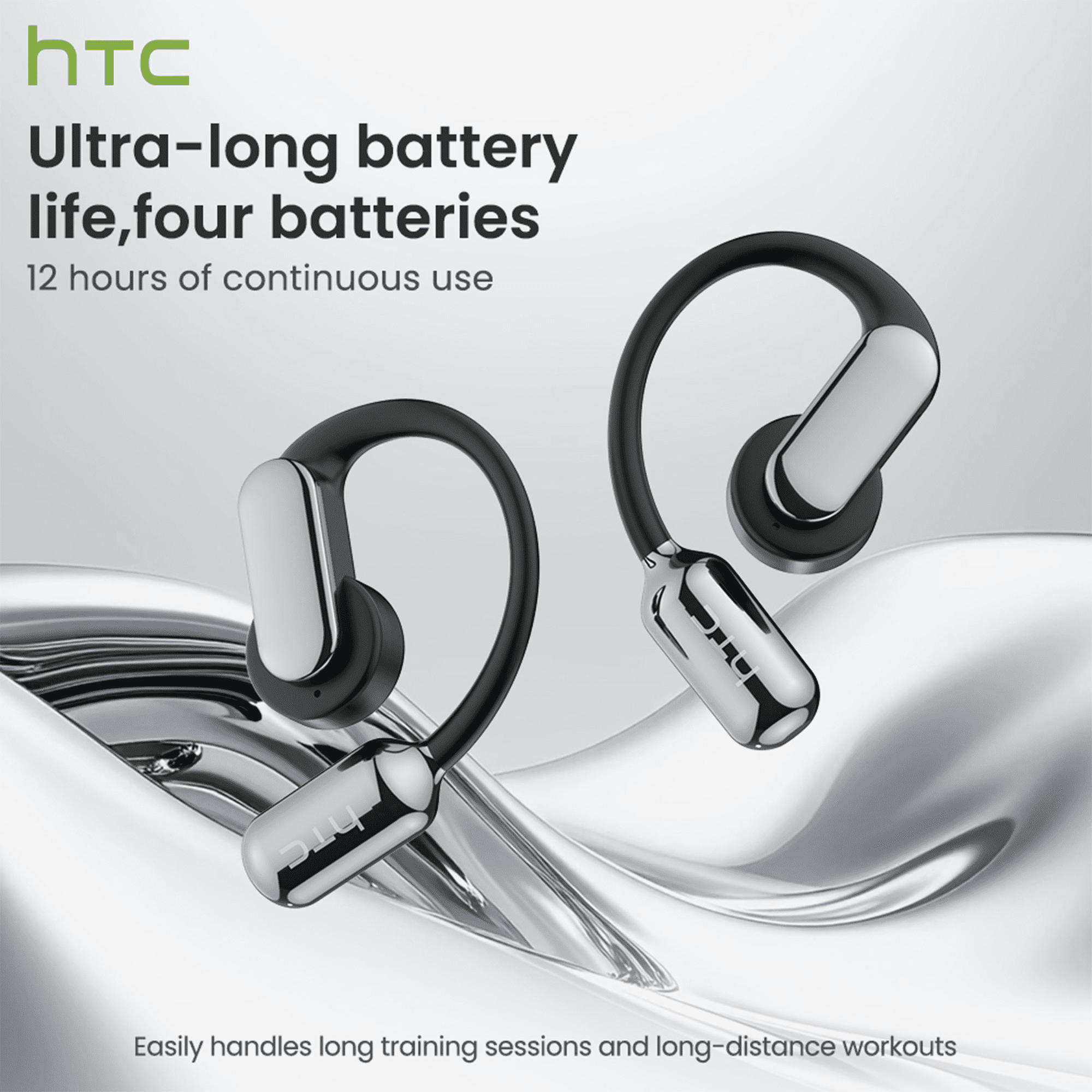 HTC NE50 Translation Bluetooth Earbuds Open Ear Earphones for Sports HD Stereo Sound Waterproof IPX4