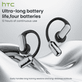 thumbnail image 3 of Audífonos Bluetooth de Traducción HTC NE50, Auriculares de Oído Abierto para Deportes, Sonido Estéreo HD, Impermeables, IPX4, 3 of 8