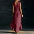 thumbnail image 7 of VBVC Women's Sleeveless V Neck Maxi Dress, Ladies' Ruffled High Low Hem Flowy Dress, Summer Casual Vacation Dress For Women,Wine,S-3XL, 7 of 7
