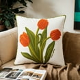 thumbnail image 2 of REGALWOVEN Floral Embroidered Decorative Throw Pillow Covers Set of 2, Farmhouse Flower Pattern Flower-2 18" x 18", 2 of 6
