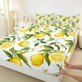 thumbnail image 3 of Manfei Lemon Queen Sheet Sets,Cute Fruit Flat Sheet,Yellow Green White Queen Fitted Sheet,Super Cozy Room Decor,4 Pieces, 3 of 7