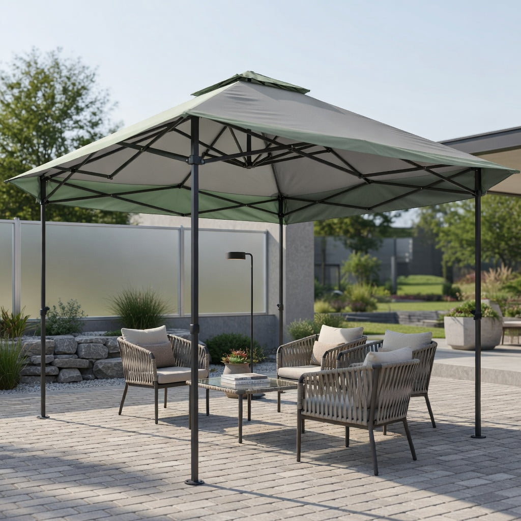Resenkos 13 x 13 Feet Pop-Up Patio Canopy Tent with Shelter and Wheeled Bag-Gray, Outdoor Gazebo Wedding Party Tent Canopy Tent for Outside Party Waterproof Tent