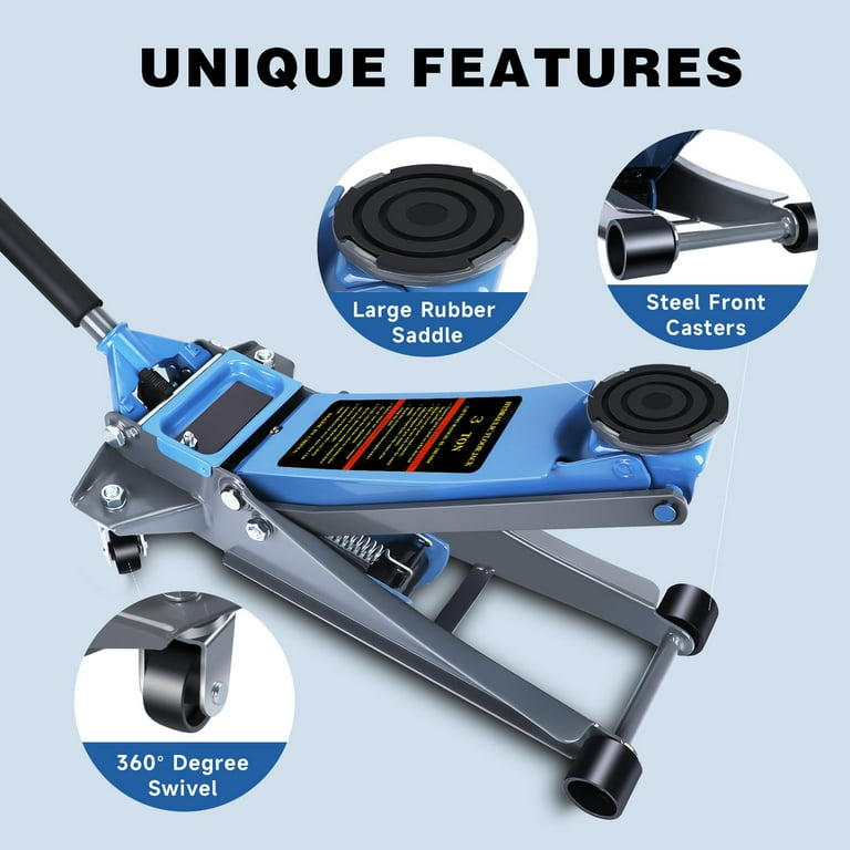 LARBANKE 3 Ton Low Profile Floor Jack, Hydraulic Dual Piston Quick