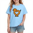 thumbnail image 2 of Girls Valentine's Day Shirt Blue Short Sleeve Kids Crewneck Top | Cute Heart Print Love Holiday Tee for Kids & Little Girls Valentine Outfit,Size 3 T, 2 of 9