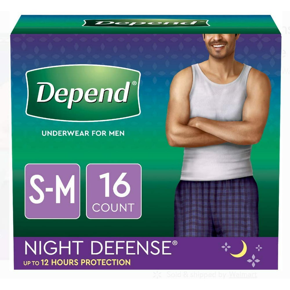 Depends Men Overnight Disposable Underwear Small/Medium - Walmart.com ...