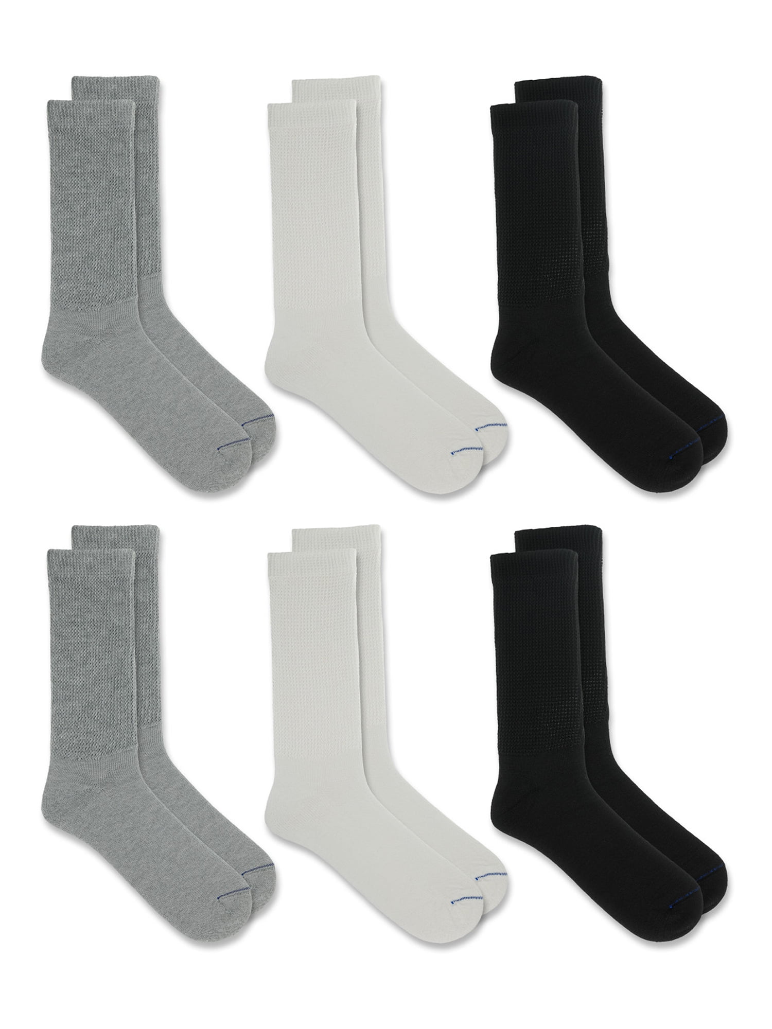 Dr. Sholl’s Diabetes & Circulatory Crew Socks With Grippers – 2 Pairs, Black, Size L – Men’s Mid Calf, Non-Binding