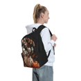 thumbnail image 5 of Lsque Whimsical Halloween Skeletons Pattern Adult Backpack – Durable & Lightweight PU Canvas Storage Bag , 15” Laptop Compartment, and Multiple Pockets, 5 of 6