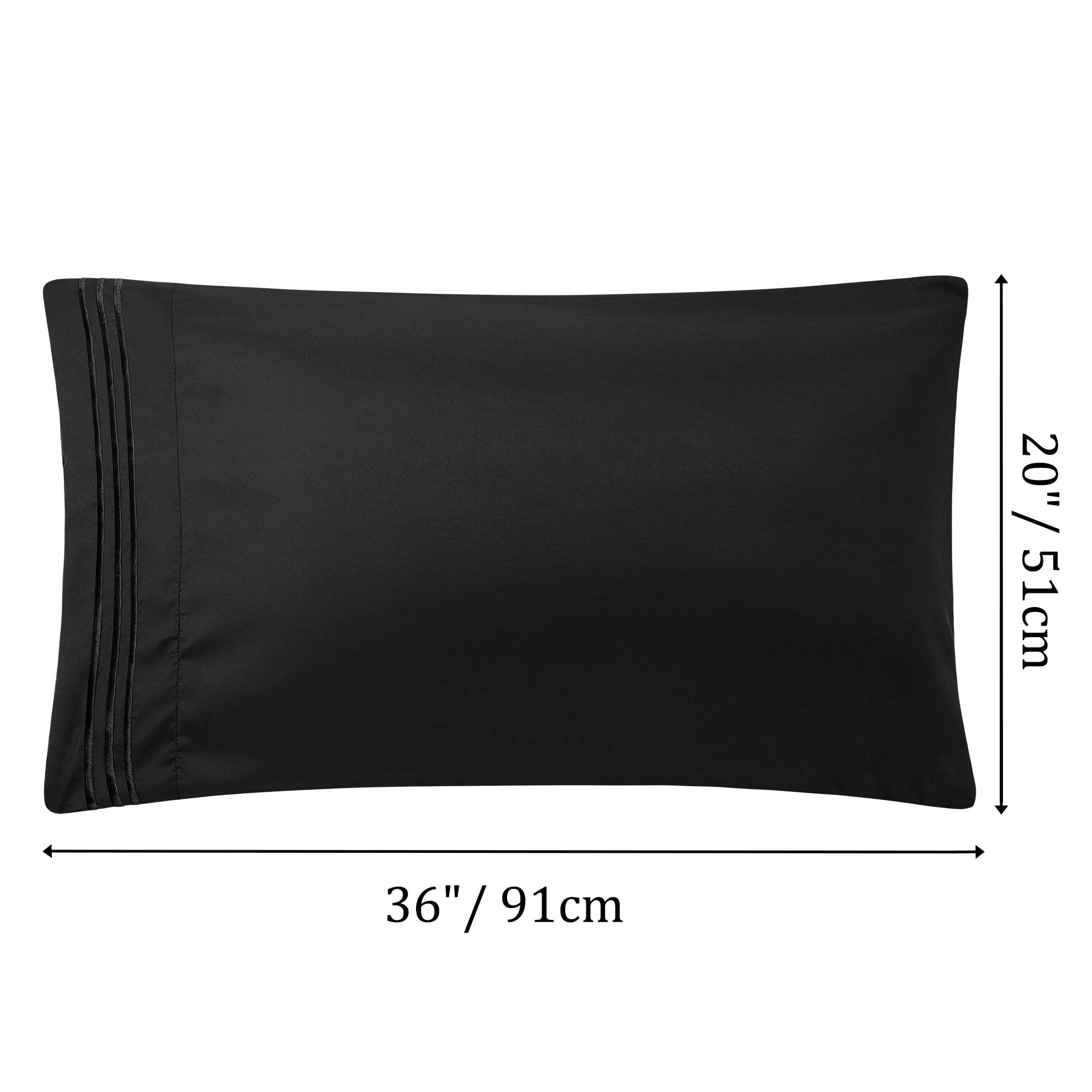 Unique Bargains Polyester Microfiber Soft With Zipper Pillowcases 2 Pcs Black King