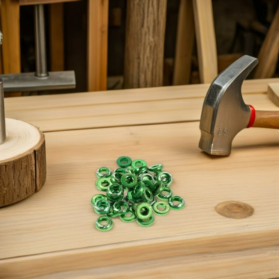 Soimiss 50Pcs Green Aluminum Alloy Decorative License Plate Bolt Washers for Motorcycle Repair and Upgrade