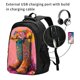 thumbnail image 2 of Balery Cowboy Boots With Flowers Mochila con carga USB para hombre y mujer - Mochila impermeable y antirrobo para portátil con puerto USB para viajes, trabajo, estudios y universidad, 2 of 7