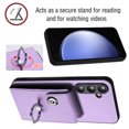thumbnail image 7 of Wallet Case Compatible for Samsung Galaxy S23 FE with Card Holder, Rotation Finger Ring Kickstand Card Slots Case, Classic PU Leather Shockproof Magnetic Button Cover for Galaxy S23 FE, Purple, 7 of 7