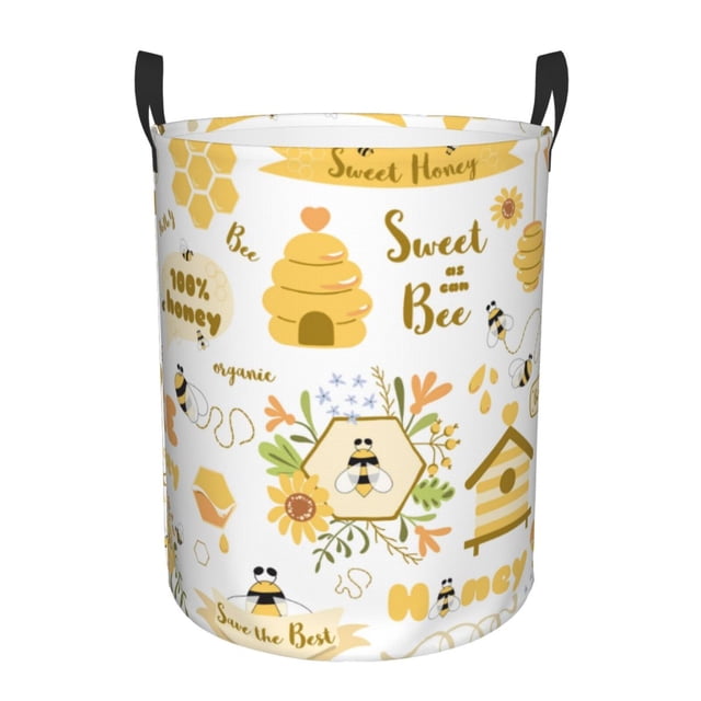 Fotbe Farm Bee Cute Honey Cesto de Ropa con Asas, Cesto Impermeable de Gran Capacidad, Bolsa de Lavado para Dormitorio, Cesto de Ropa con Ruedas y Asas-Small