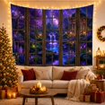 thumbnail image 3 of Moonlit Forest Window With Purple Waterfall, Mystical Fantasy Style for Nature Lovers, Enchanted Forest Decor, Housewarming Gift Tapestry Wall Hanging for Bedroom and Dorm, 3 of 7