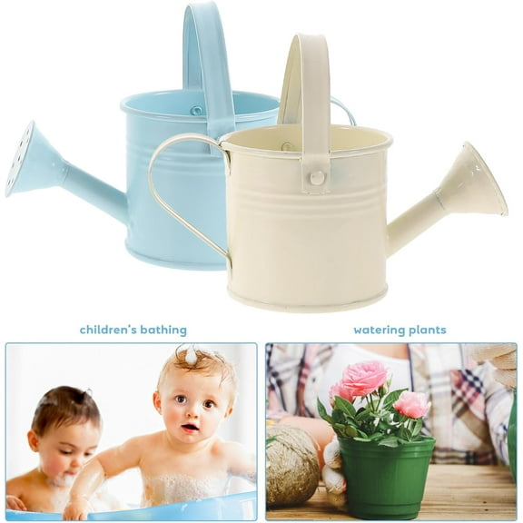 Minzimin Kids Watering Can Metal - 2pcs Creative Watering Tin Watering Pot Durable Iron Sprinkling Kettle - Portable Can for Plants Flower